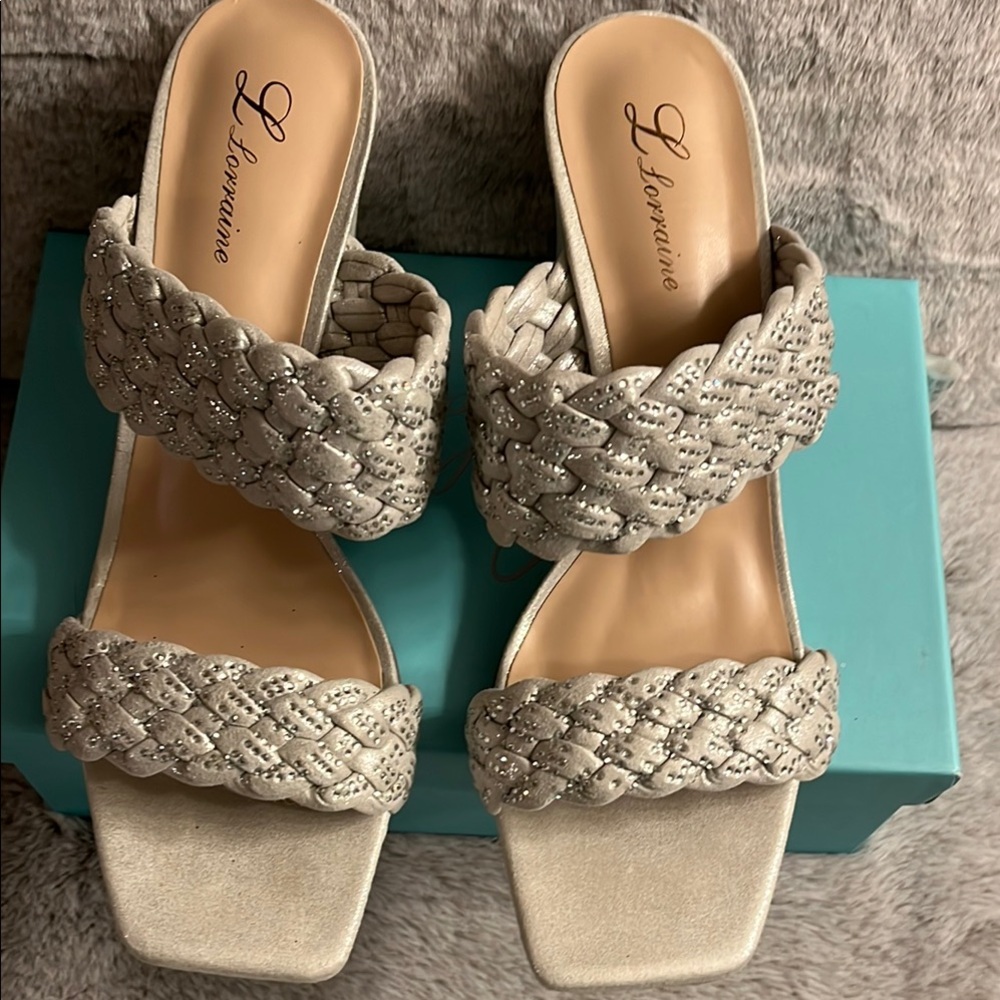 Silver Double-Strap Braided Sandals
